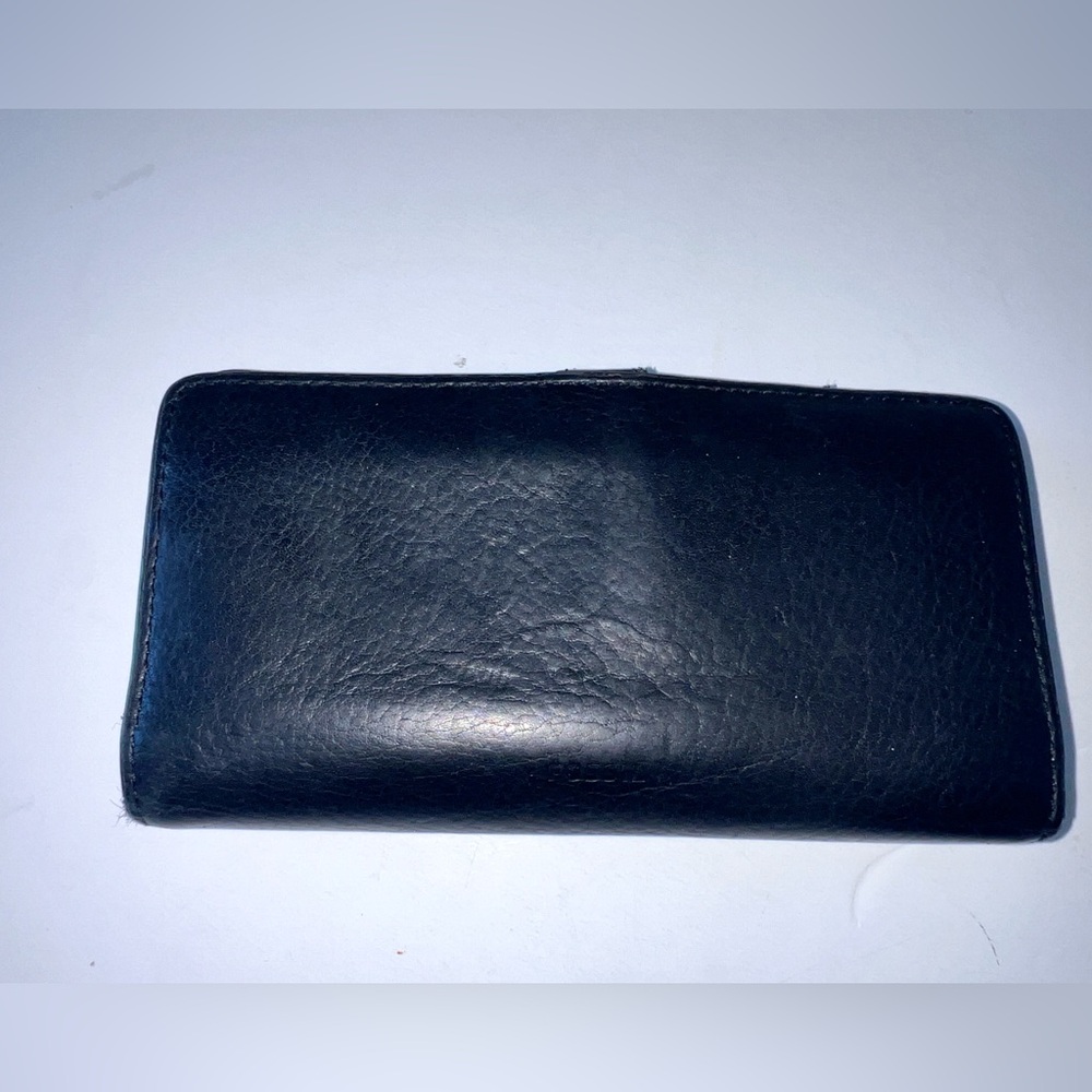 Vtg Fossil Wallet Black Soft Pebble Leather - Picture 3 of 12